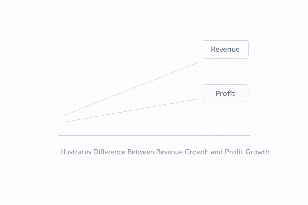 diagram comparing revenue growth and profit growth to show how increasing revenue does not always increase profitability